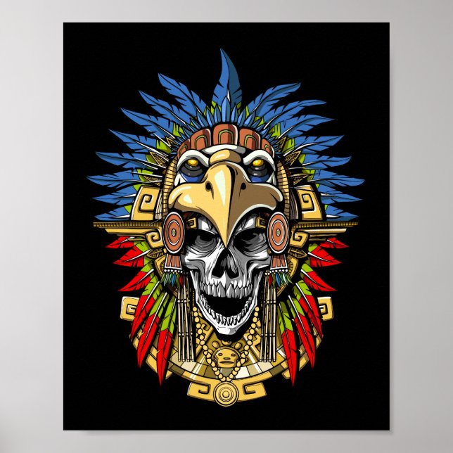Poster Masque de guerrier indien autochtone du crâne d'ai (Devant)