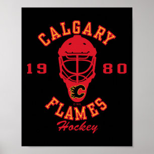 Poster Masque de hockey des Flames de Calgary Blanc Offic