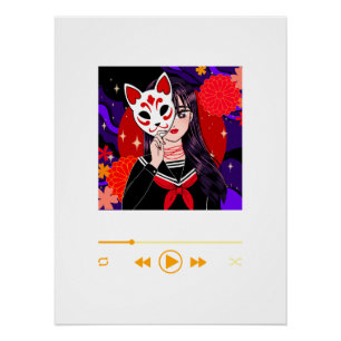 Poster Masque de Kitsune Décoration murale animée motiv