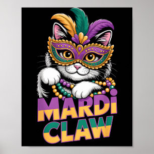 Poster Masque de masquerade de chaton de chat Mardi Claw 