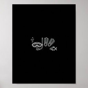 Poster Masque De Plongée Et Palmes Pour Les Amateurs De P