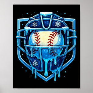 Poster Masque de receveur de baseball à gouttes de Noël C