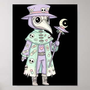 Poster Masque facial de papillon mignon gothique pastel d