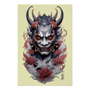Poster Masque Hannya tatouage