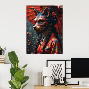 Poster Masque Kitsune japonais