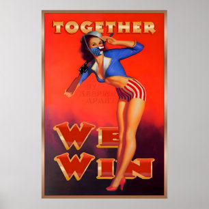 Poster Masque sur le thème du drapeau américain Ensemble 