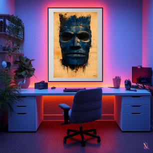 Poster Masque Tiki Guardian - Symbole spirituel polynésie