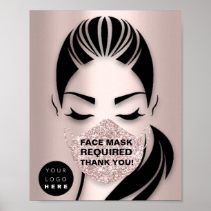 Poster Masque Visage Couvrant Covid GlitterRose obligatoi