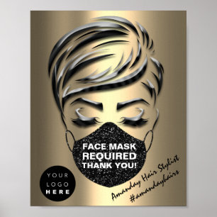 Poster Masque Visage Couvrant Le Style De Cheveux Requis 