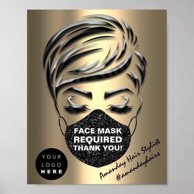 Poster Masque Visage Couvrant Le Style De Cheveux Requis  (Devant)