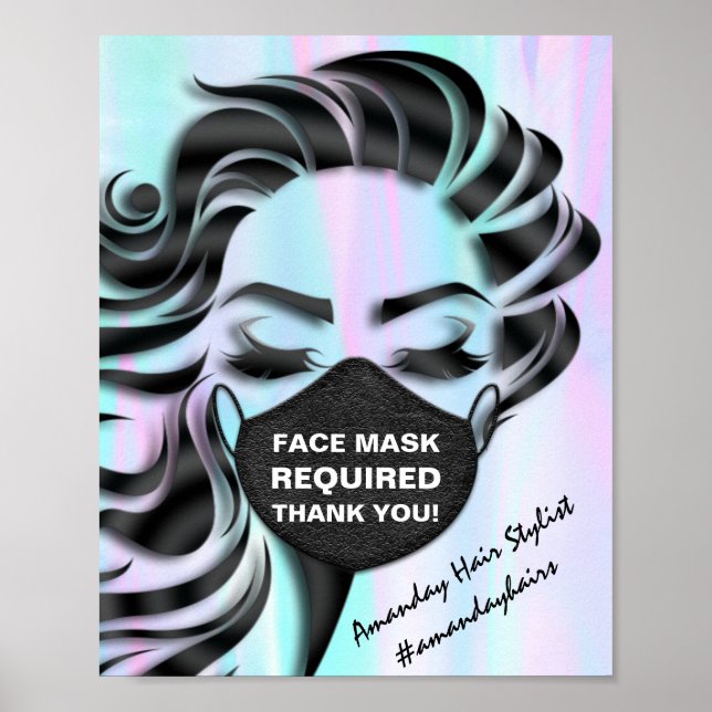 Poster Masque Visage Couvrant L'Holographe De Covid Requi (Devant)