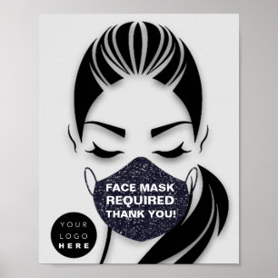 Poster Masque Visage Couvrant Logo Requis Lashes Gris