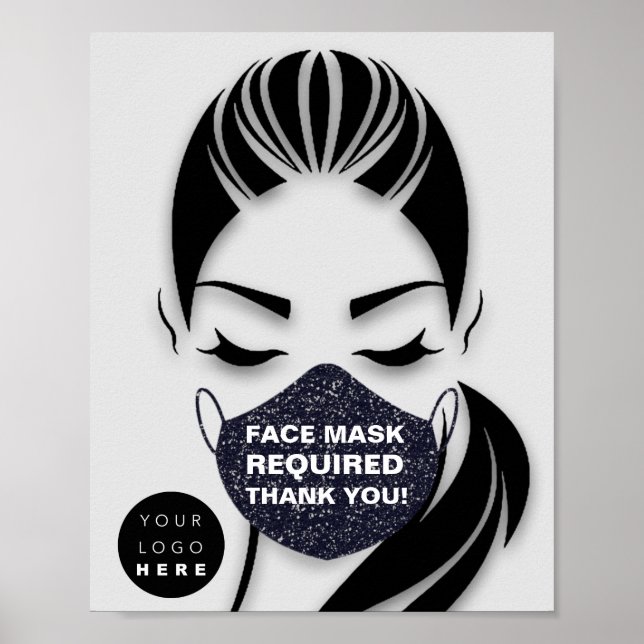 Poster Masque Visage Couvrant Logo Requis Lashes Gris (Devant)
