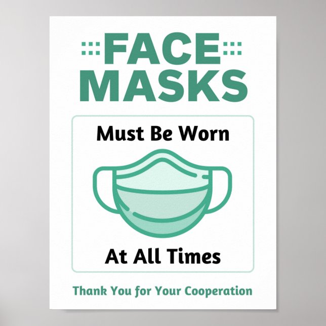 Poster Masque visage requis en tout temps (Devant)