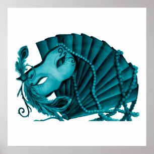 Poster Masquerade dans l'affiche Turquoise