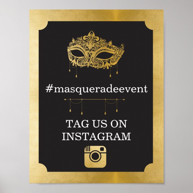 Poster Masquerade Instagram Sign Photo Insta Event Party (Devant)