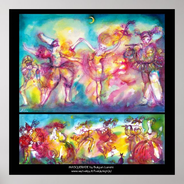 Poster MASQUERADE, Mardi Gras Masques, Danse, Musique (Devant)