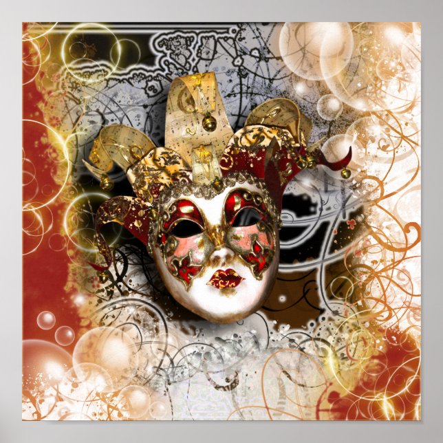 Poster Masquerade masque vénétie mardi gras (Devant)