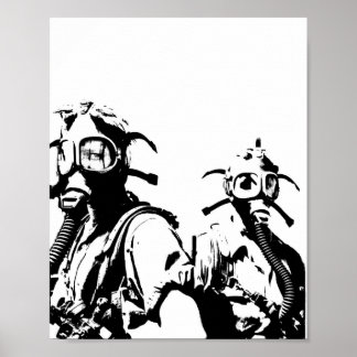 Poster Masques à gaz en noir
