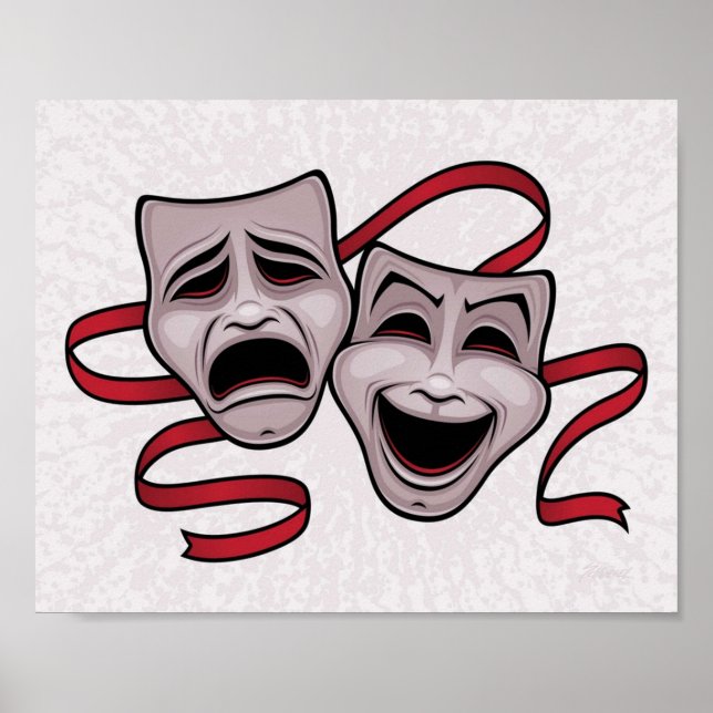 Poster Masques De Théâtre Comédie Et Tragédie (Devant)