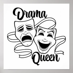 Poster Masques de théâtre de comédie et de tragédie Reine