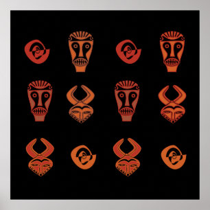 Poster masques décorés de tribu africaine