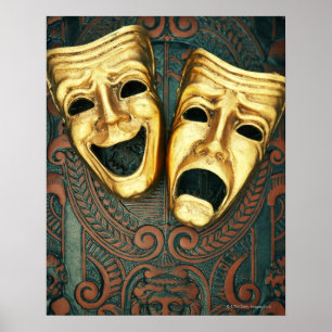 Poster Masques d'or de comédie et de tragédie sur model