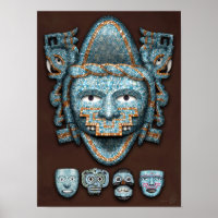 Poster Masques mosaïques Aztec