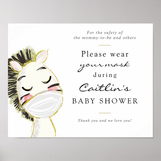 Poster Masques obligatoire Baby Zebra Douche Signal (Devant)