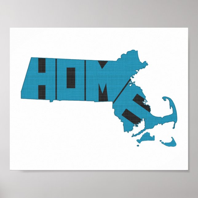 Poster Massachusetts Accueil État Mot bleu Art (Devant)