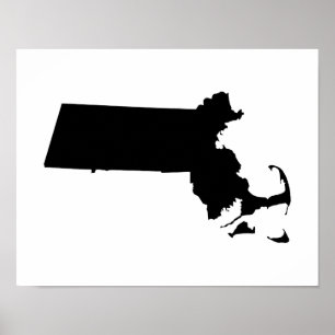 Poster Massachusetts minimalistes en noir