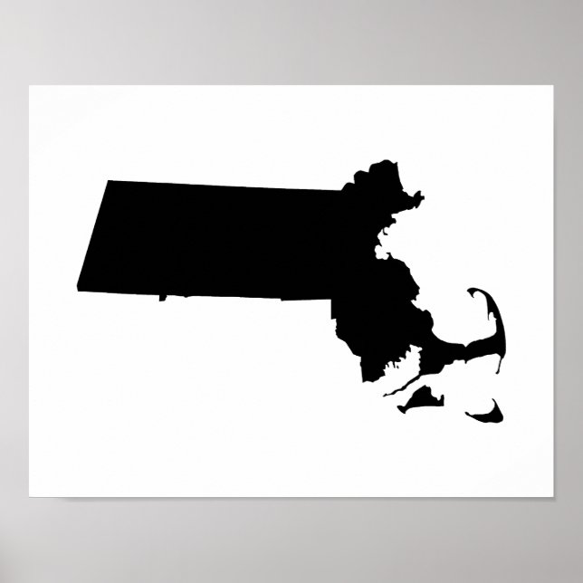 Poster Massachusetts minimalistes en noir (Devant)