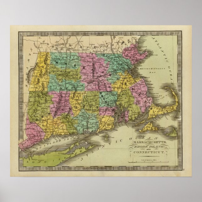 Poster Massachusetts Rhode Island Et Connecticut 2 (Devant)