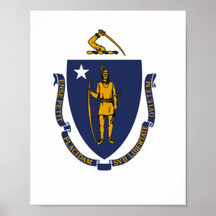 Poster Massachusetts State Flag