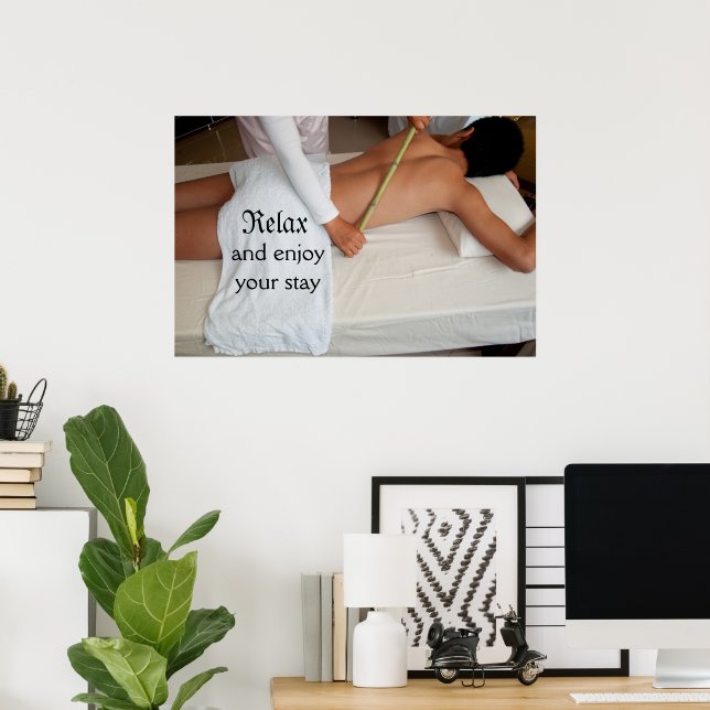 Poster Massage En Bambou Sur Les Côtes (Bureau à domicile)