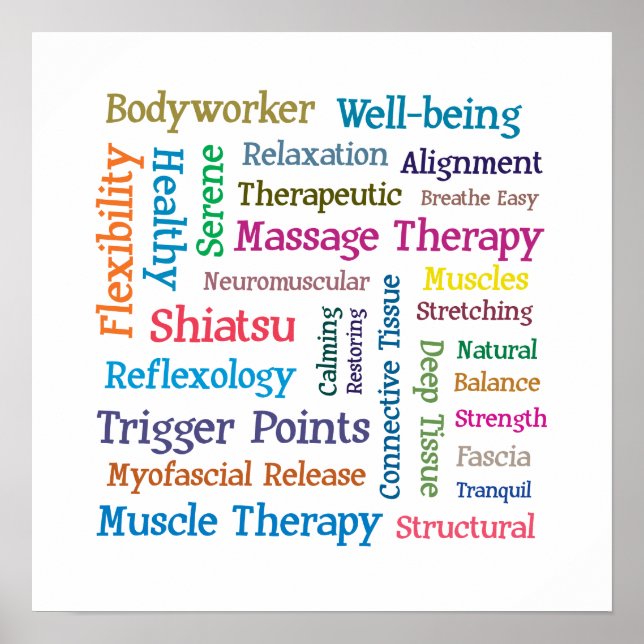 Poster Massage Thérapie Word Collage Cloud (Devant)