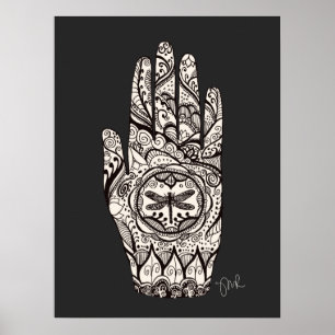 Poster Massage Therapist Henna Dragonfly Tattoo Hand 3