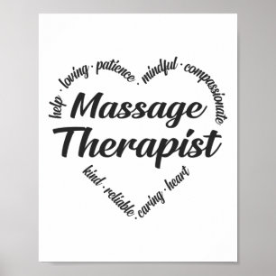 Poster Massage Thérapiste Mot de coeur Nuage
