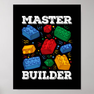Poster Master Builder Cute Block Building Kids Toys Brick
