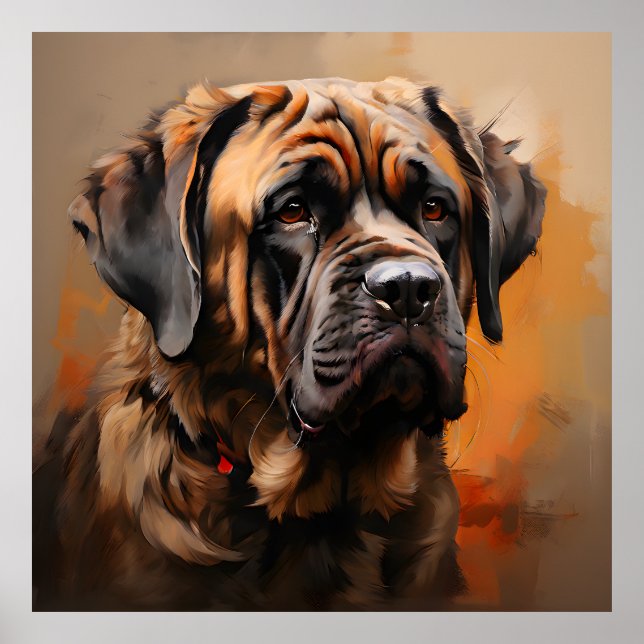 Poster Mastiff Realism Art Portrait (Devant)