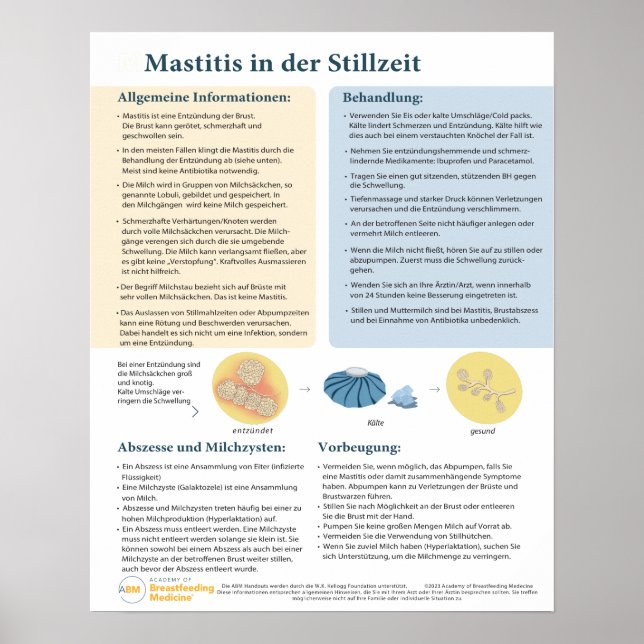 Poster Mastitis dans l'affiche d'allaitement (allemand) (Devant)