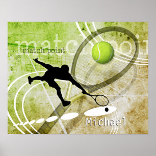 Poster Match Point II garçon jouant au tennis