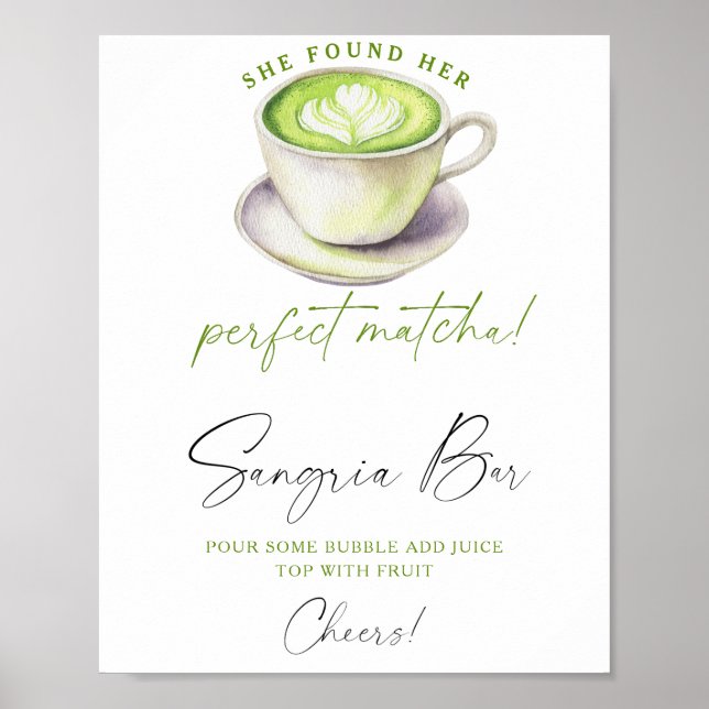 Poster Matcha thé Bridal douche sangria bar (Devant)