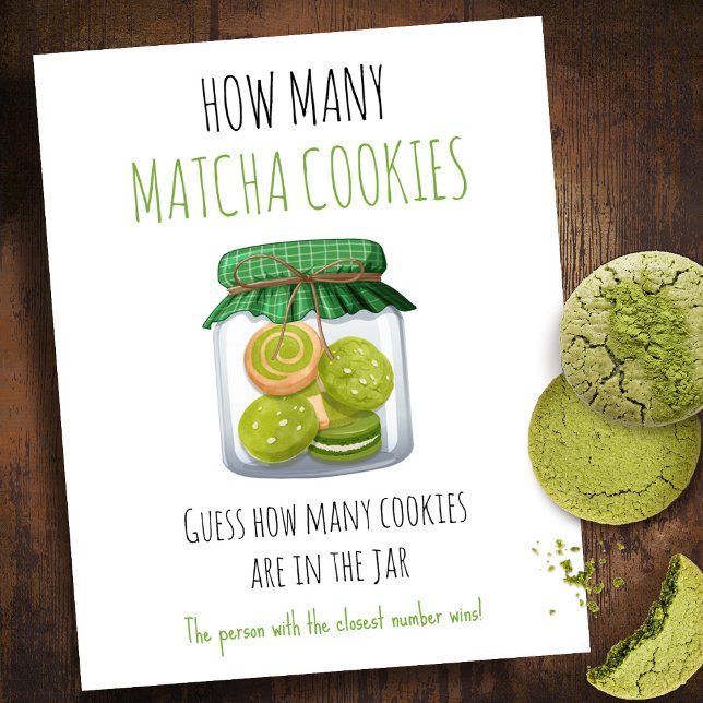 Poster Matcha Theme Party Game How Many Cookies Sign (Créateur téléchargé)