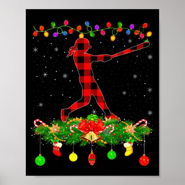 Poster Matching Buffalo Plaid Softball Srts Christmas Paj (Devant)