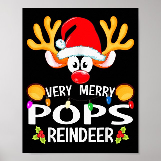 Poster Matching Christmas Very Merry Ps Reindeer  (Devant)