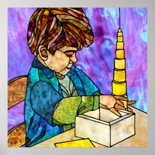 Poster Matériau sensoriel Montessori : Bouteilles sans co