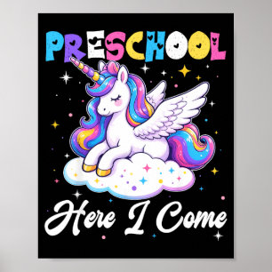 Poster Maternelle me voici licorne rentrée scolaire fille