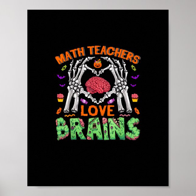 Poster Math Cerveau Coeur Squelette Main Zombie Halloween (Devant)