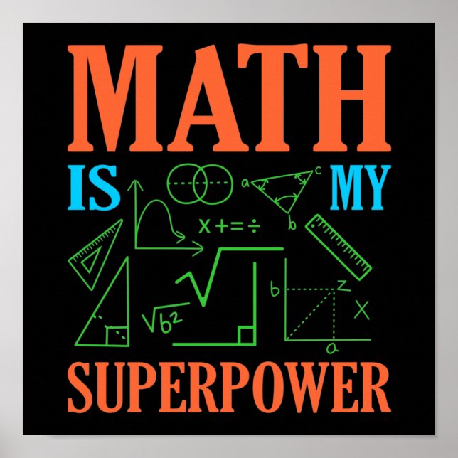 Poster Math Est Superpower Enseignant Mathématiques Mathé (Devant)